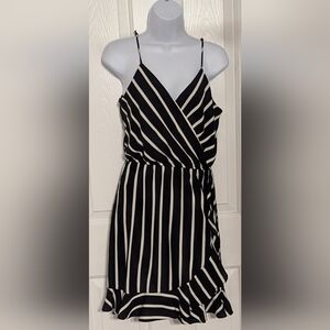 Blue rain black and white striped dress Sz: M